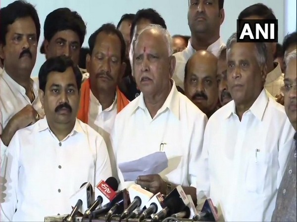 BJP State President BS Yeddyurappa speaking to media persons in Bengaluru on Tuesday. Photo/ANI