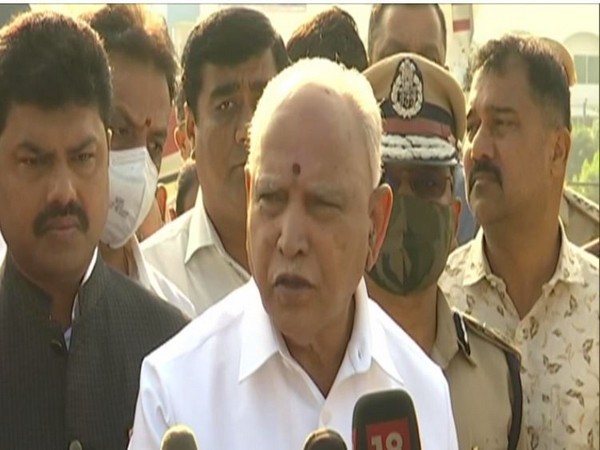 Chief Minister BS Yediyurappa speaking to media in Shivamogga on Sunday. (Photo/ANI)