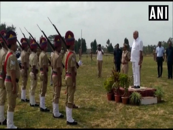 Karnataka CM BS Yediyurappa visits his native village in Mandya on Saturday. Photo/ANI