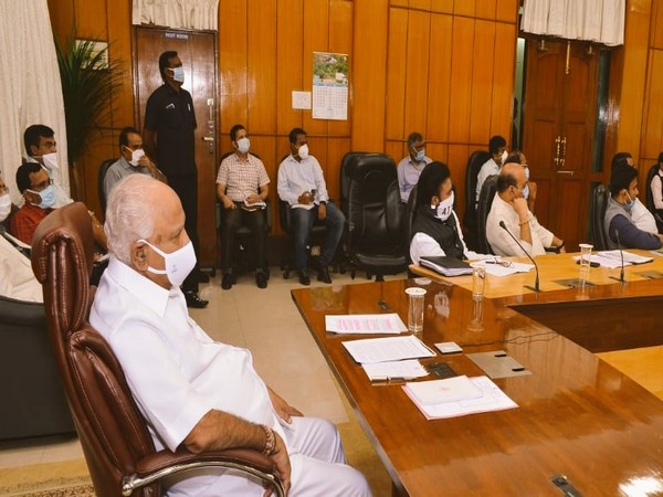 Karnataka Chief Minister BS Yediyurappa during the video conference with Prime Minister Narendra Modi on Saturday.