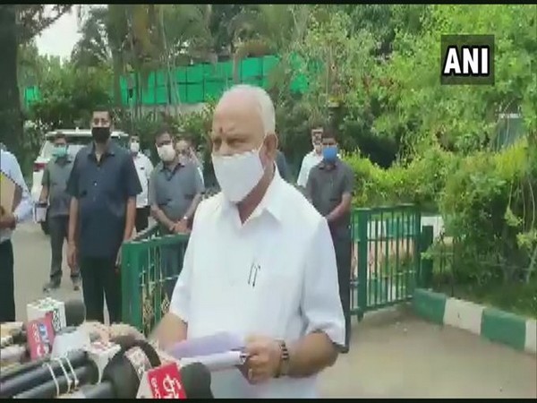Karnataka Chief Minister BS Yediyurappa speaking to reporters in Bengaluru on Tuesday. [Photo/ANI]