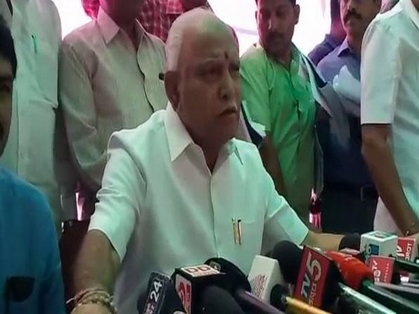 Karnataka Chief Minister B S Yediyurappa addressing media persons in his hometown in Karnataka. (Photo/ANI)