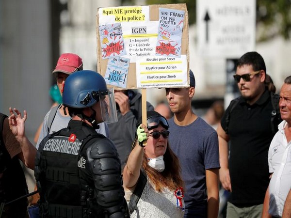 Visuals from the protest on Saturday in western France. Photo/ANI