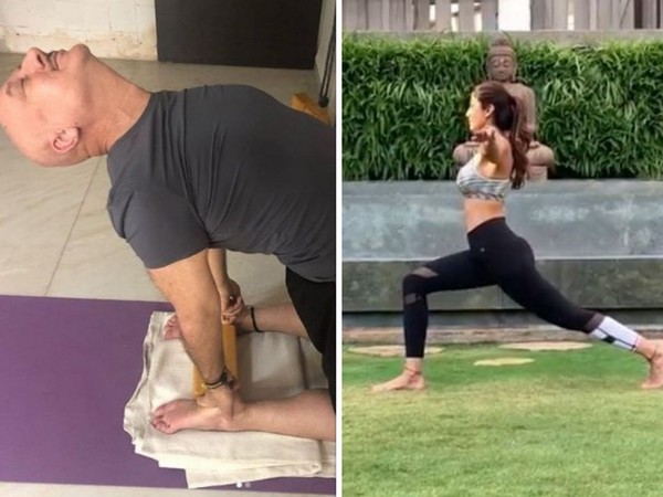 Anupam Kher and Shilpa Shetty Kundra performing yoga (Image Courtesy: Instagram)