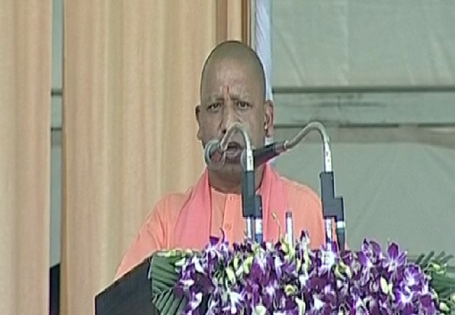 Uttar Pradseh Cief Minister Yogi Adityanath addressing a rally in Meerut on Thursday (Photo/ANI)