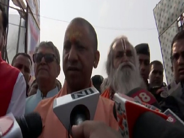 Uttar Pradesh Chief Minister Yogi Adityanath speaking to media persons in Ayodhya on Sunday. Photo/ANI