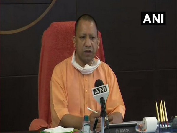 Uttar Pradesh Chief Minister Yogi Adityanath speaking in a meeting on Friday. Photo/ANI
