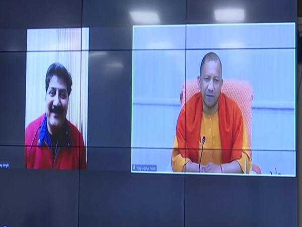 visuals of CM Yogi Adityanath during virtual meeting with officials. (ANI/photo)