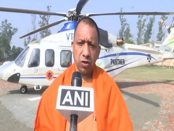 Uttar Pradesh Chief Minister Yogi Adityanath in Baghpat. (ANI/photo)