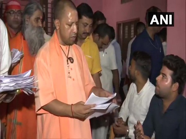 Uttar Pradesh Chief Minister Yogi Adityanath at Janata Darbar in Gorakhpur on Sunday.