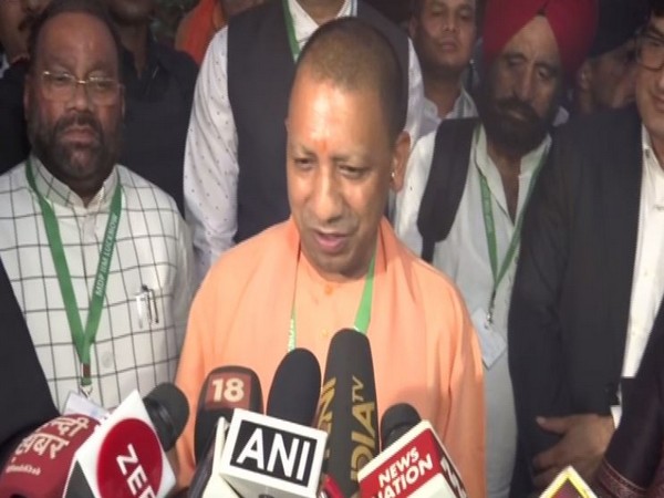 Chief Minister Yogi Adityanath speaking to reporters in Lucknow on Saturday. Photo/ANI