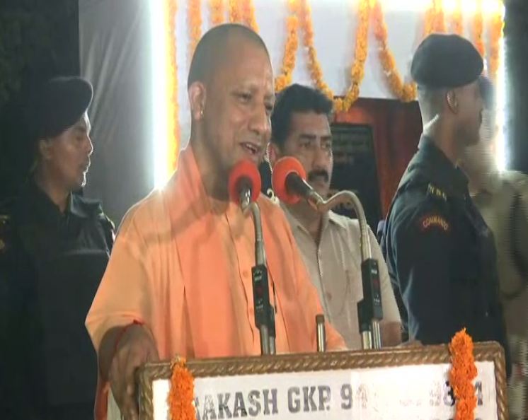 CM Yogi Adityanath speaking at the inauguration programme in Gorakhpur. Photo/ANI