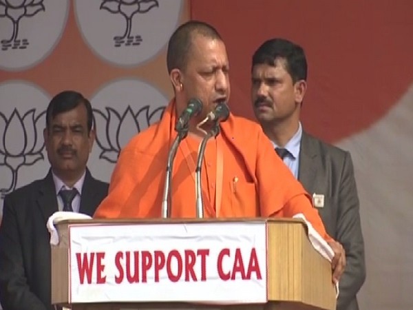 UP chief minister Yogi Adityanath speaking at a rally in Lucknow on Tuesday.