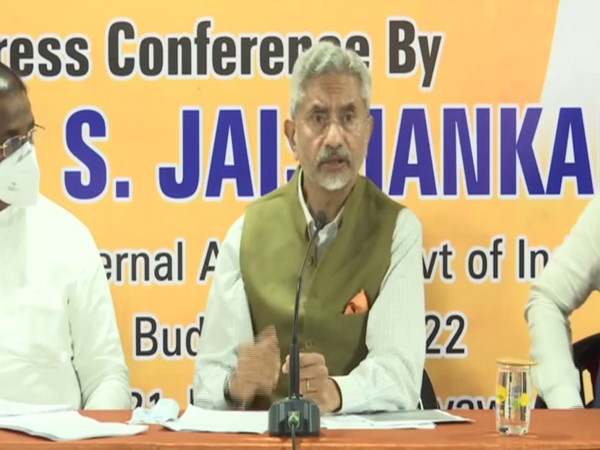 Union Minister for External Affairs S Jaishankar holding press conference in Vijaywada on Feb 6