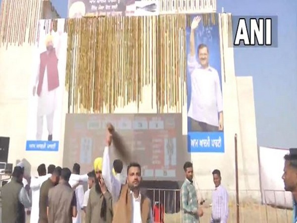 Celebration at Bhagwant Mann's residence (Photo/ANI)
