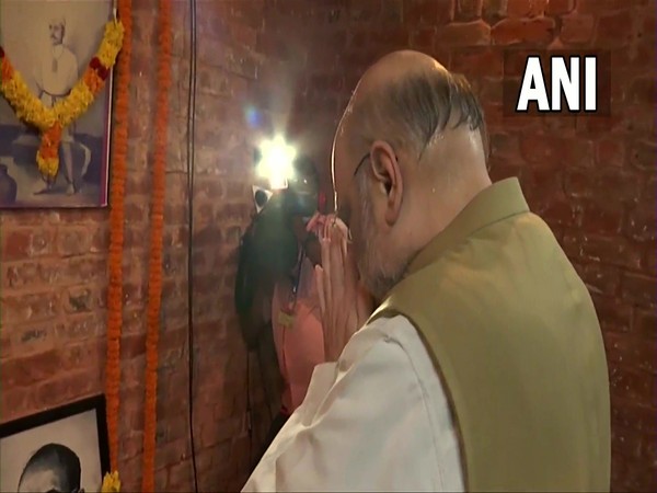 Amit Shah during his visit to the cell where Vinayak Damodar Savarkar was imprisoned. (Photo/ANI)