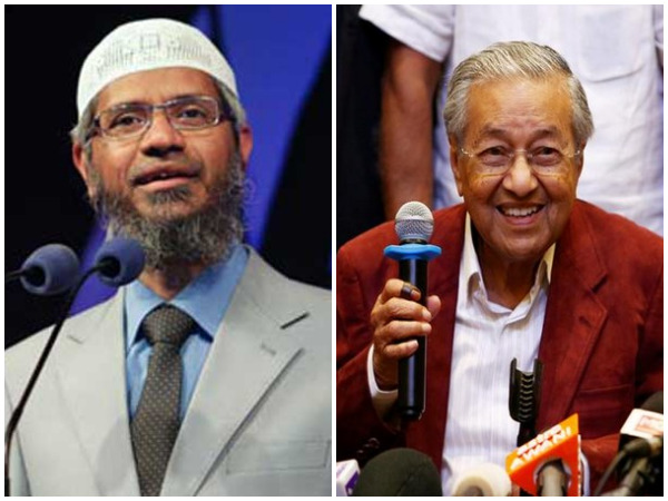 Controversial Islamic preacher Zakir Naik (left) and Malaysian PM Mahathir Mohamad (right). (File photos)