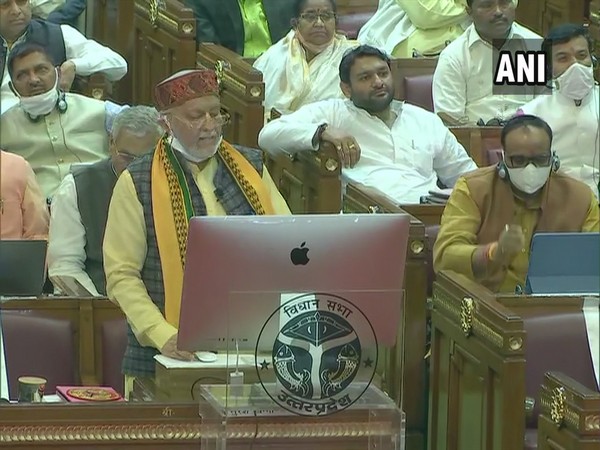 UP Finance Minister Suresh Kumar Khanna presenting the Budget 2021-2022.