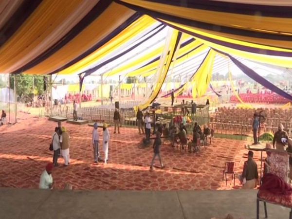 Venue of oath taking ceremony of Punjab CM-designate Bhagwant Mann in SBS Nagar. (Photo/ANI)