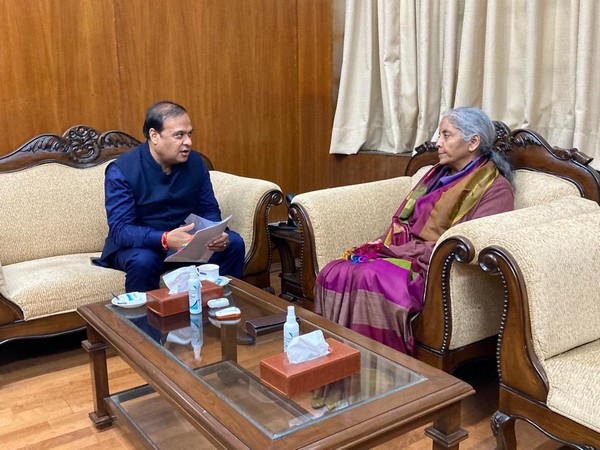 Assam CM Himanta Biswa meets Finance Minister Nirmala Sitharam in Delhi on Tuesday. (Photo/ANI)