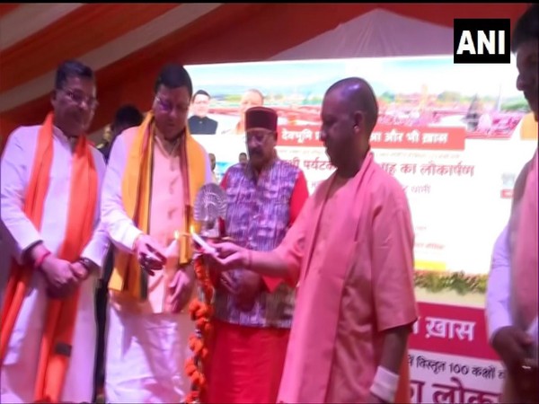 Uttar Pradesh Chief Minister Yogi Adityanath and Uttarakhand Chief Minister Pushkar Singh Dhami in Haridwar (Photo/ANI)